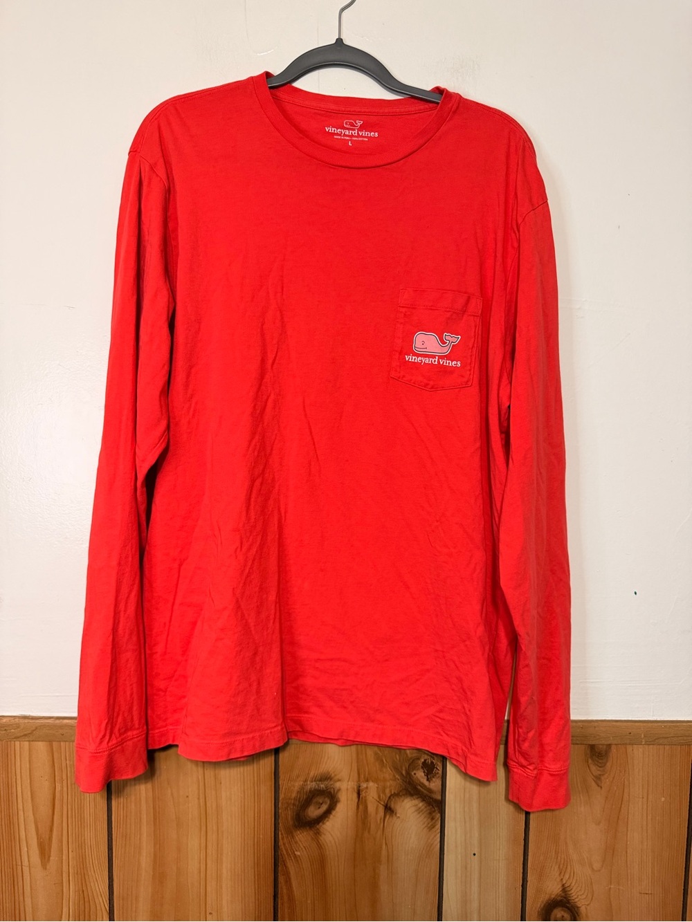 Vineyard Vines coral tLong Sleeve Pocket Tee